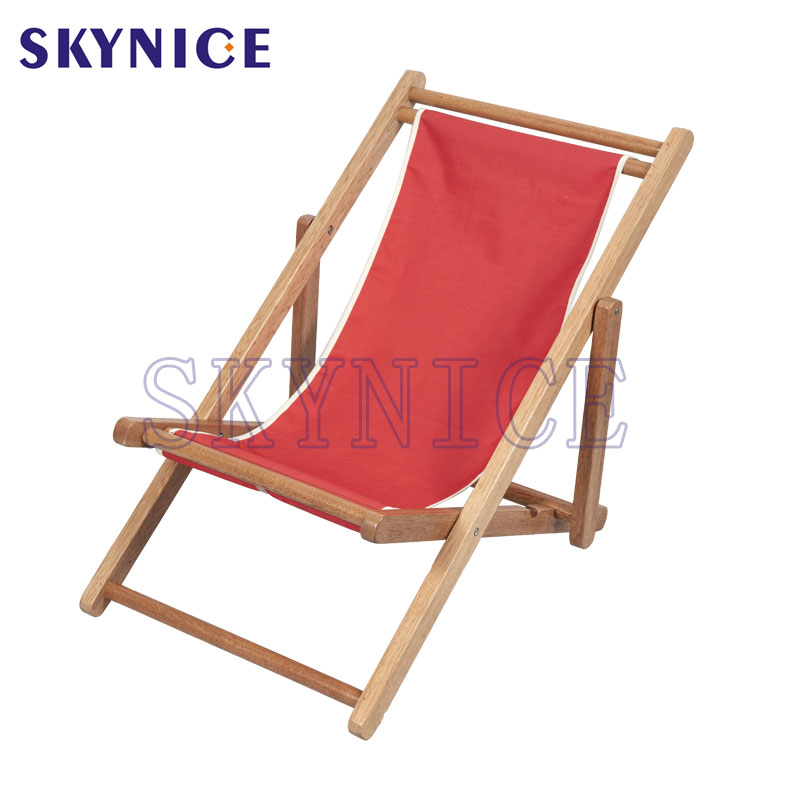 Simple Wooden Sling Beach Chair For Children