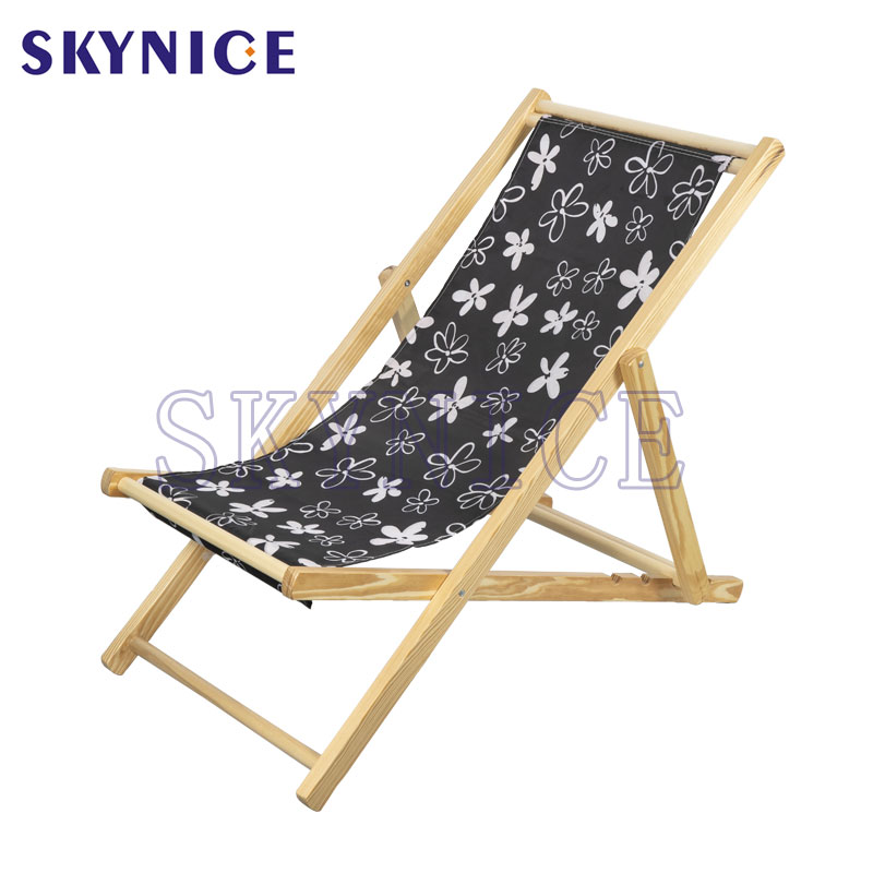 Wood Garden Folding Beach Chair Seat