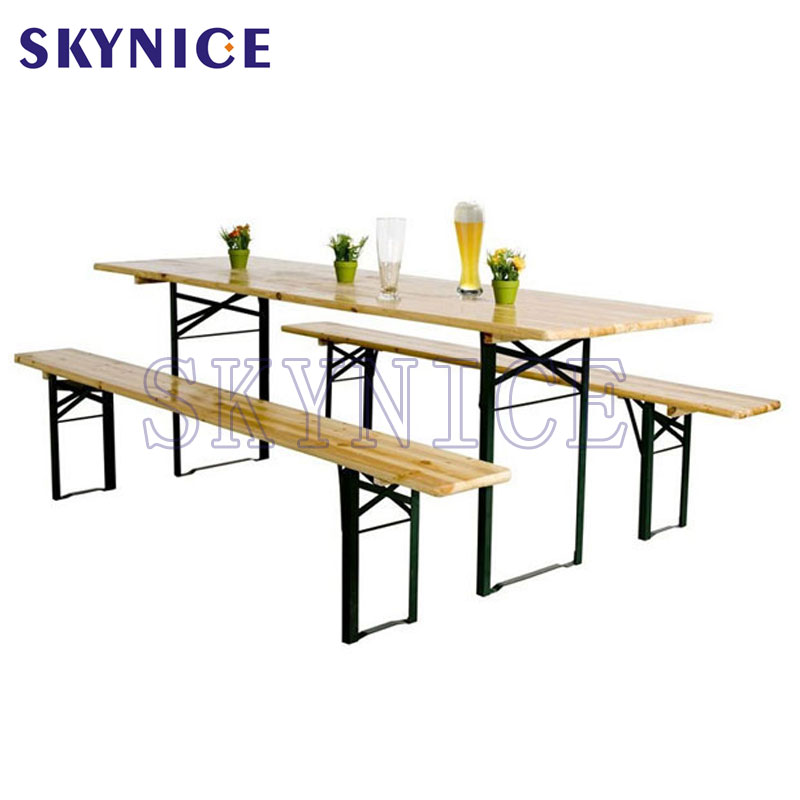 Pine Wood Garden Folding Beer Table and Bench Set