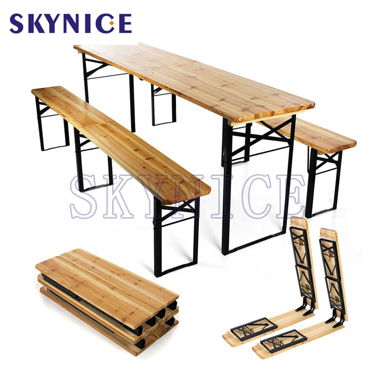 Hot Sale Wooden Benches Dinning Beer Table Set