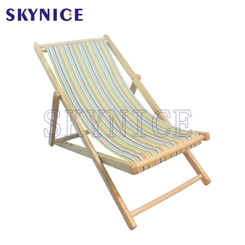 Folding Wood Beach Sling Deck Chair