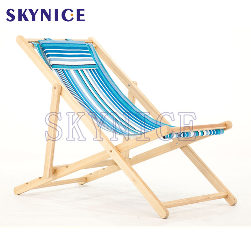 Reclining Wood Beach Canvas Folding Chair