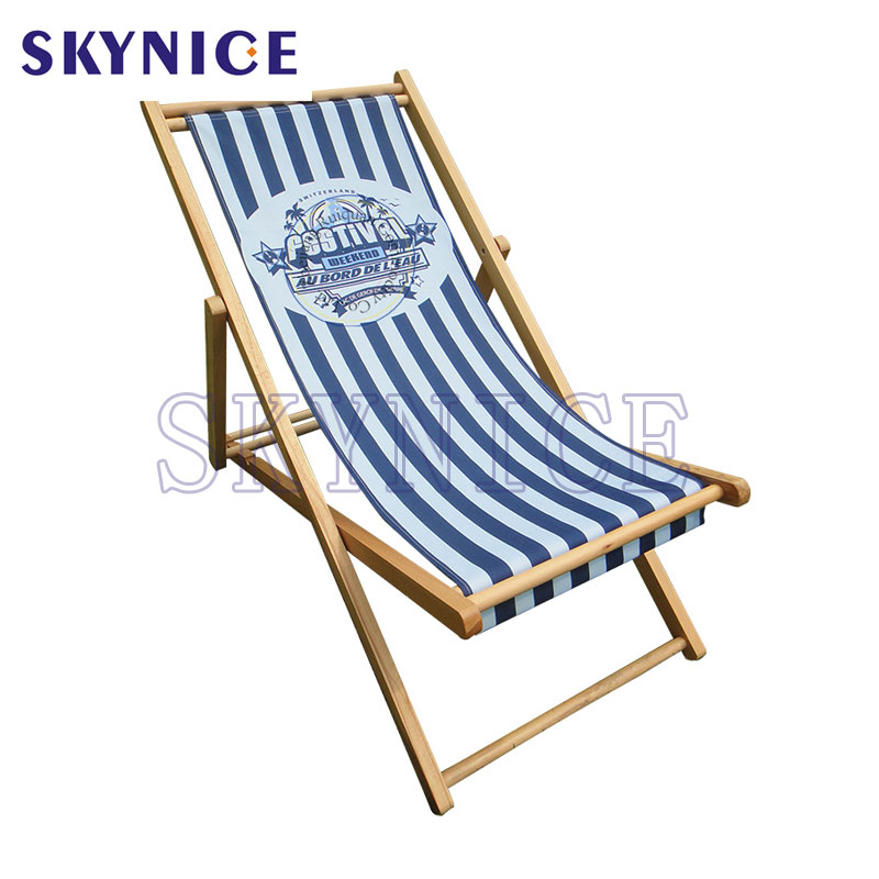 Custom Casual Home Adjustable Wooden Foldable Beach Sling Chair