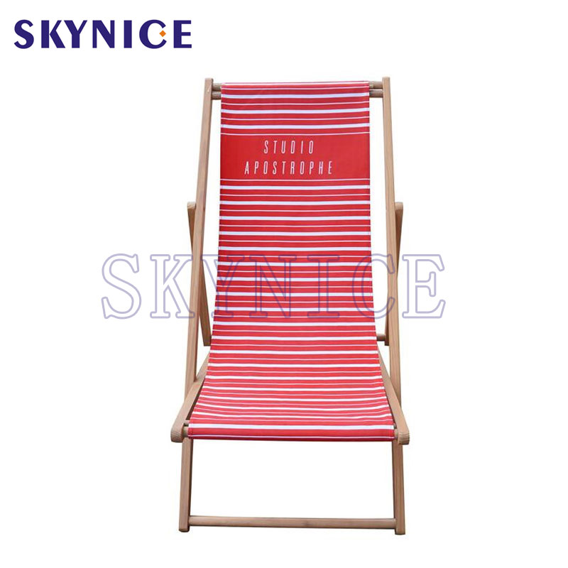 Foldable Hardwood Sling Chair Wood Beach Chair For Camping