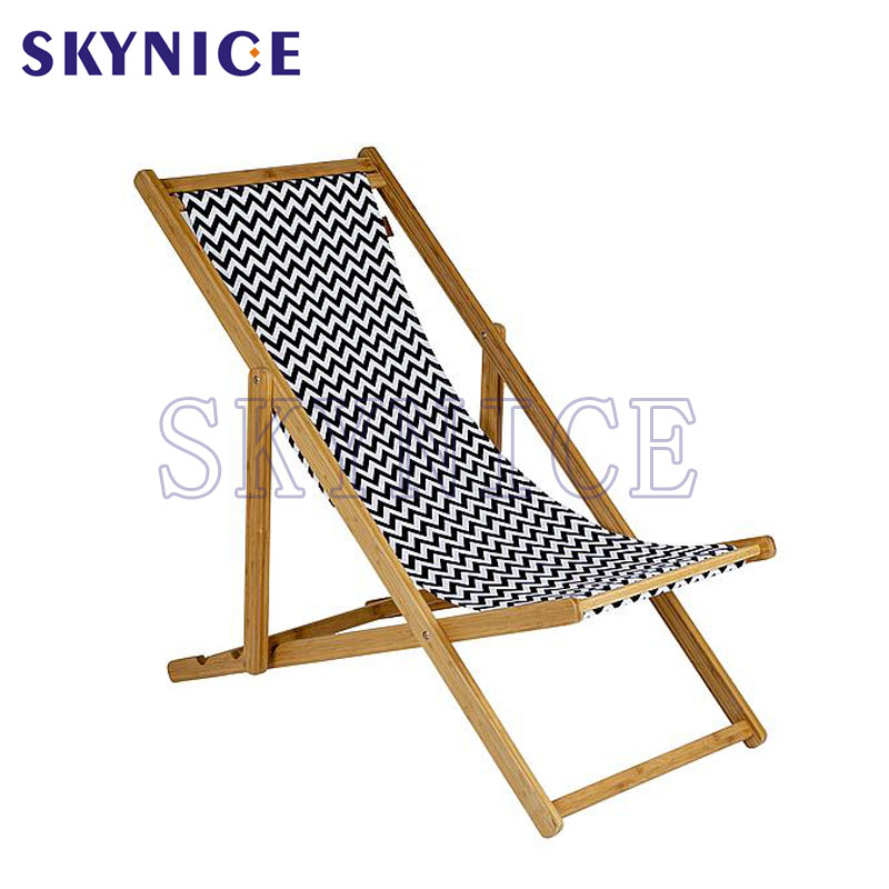 Garden Outdoor Balcony 4 Position Wooden Deck Chair