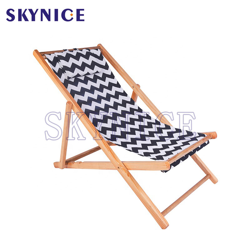 Adjustable Folding Deck Chair Wood Beach Chair