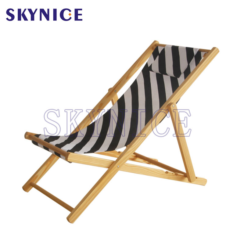 Wooden Portable Beach Chairs Colorful Canvas Deck Chair