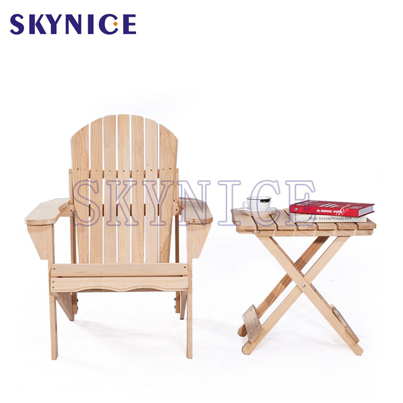 Wood Outdoor Adirondack Chair With Table