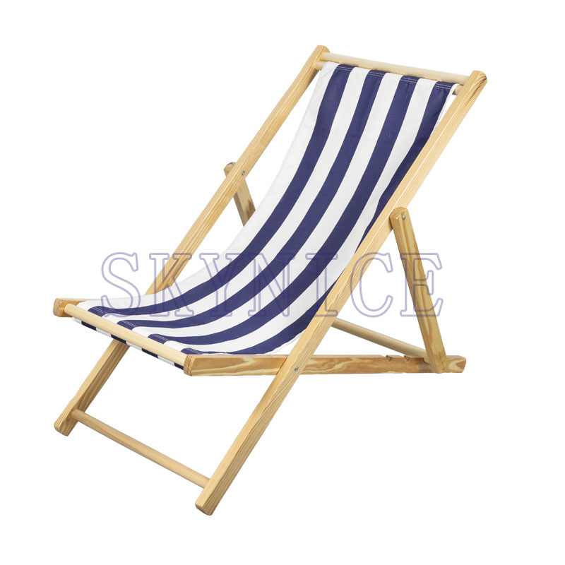 Foldable Outdoor Poplar Wood Sling Beach Chair